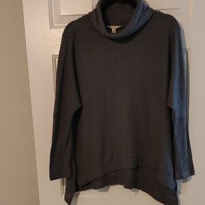 Waffle Knit Charcoal Cowl Neck Sweater Women's Small Sharkbite Cozy Scandi